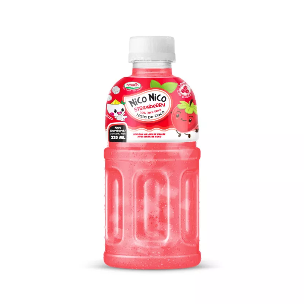 NICO NICO Nata De Coco Drink - Strawberry, 320ml