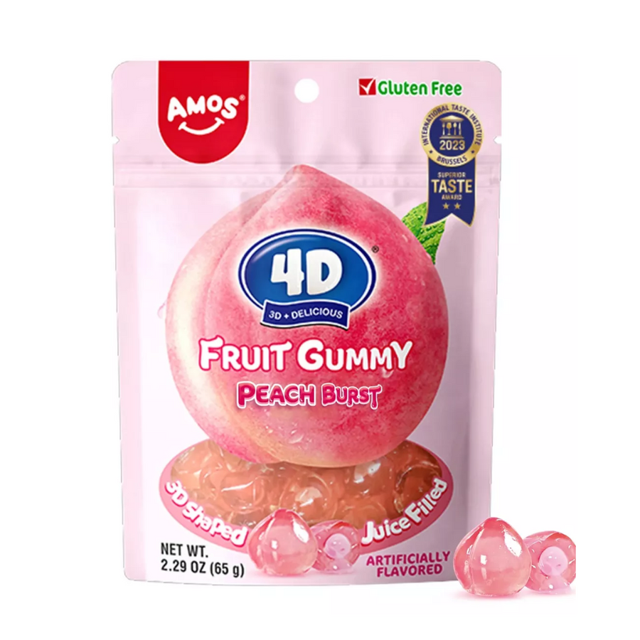 AMOS 4D Fruit Gummy - Peach Burst, 65g