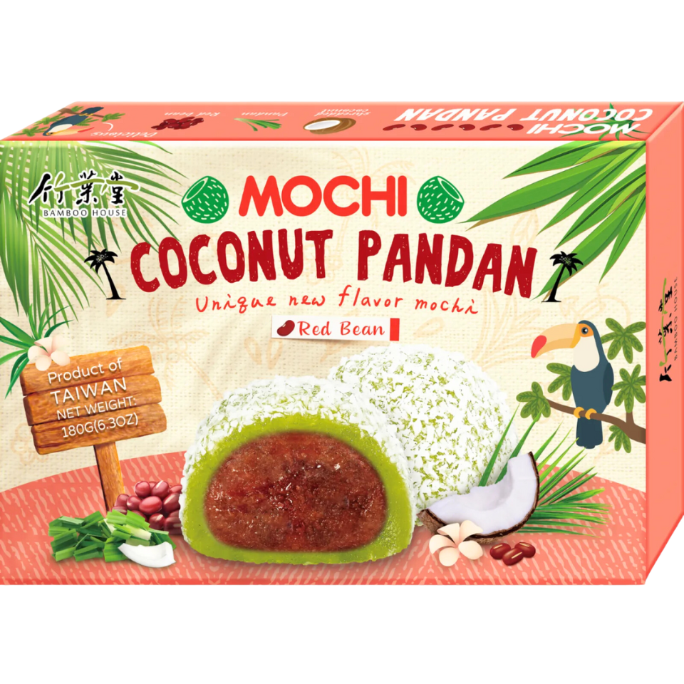 Bamboo House Coconut Pandan Mochi Red Bean, 180g