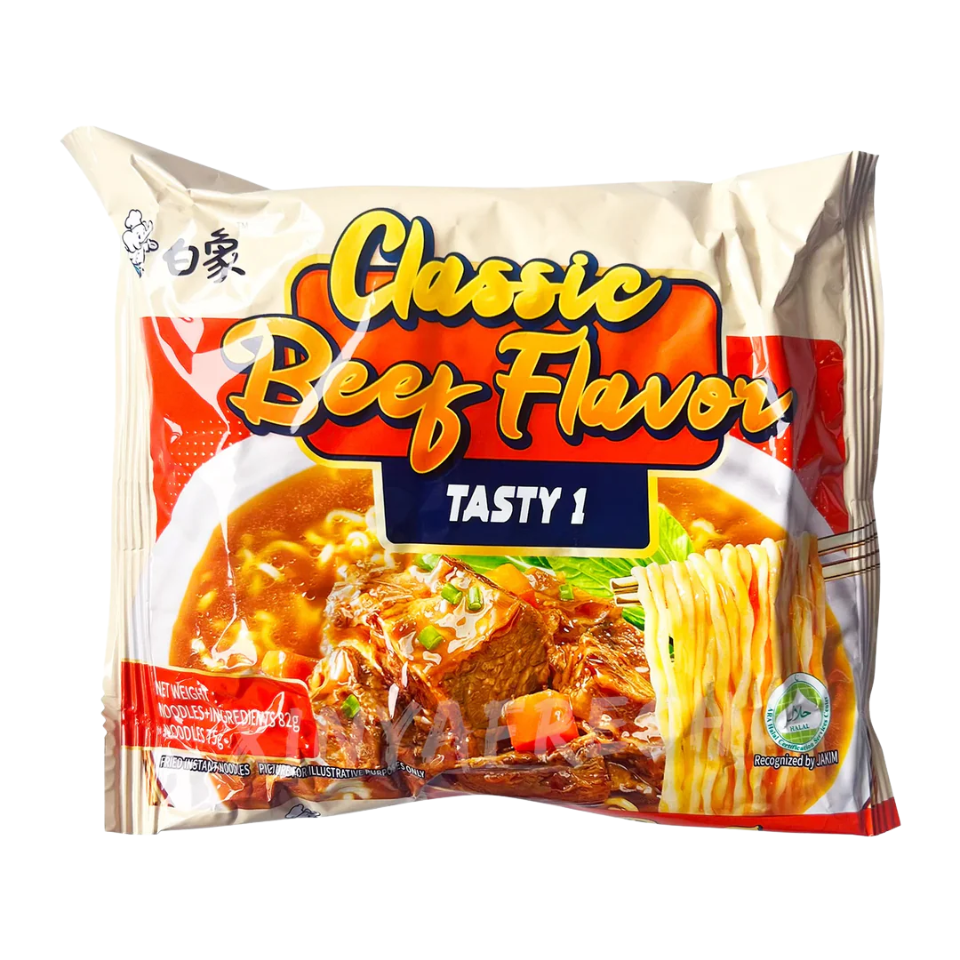 BaiXiang Tasty 1 Instant Noodle - Classic Beef Flavour, 82g