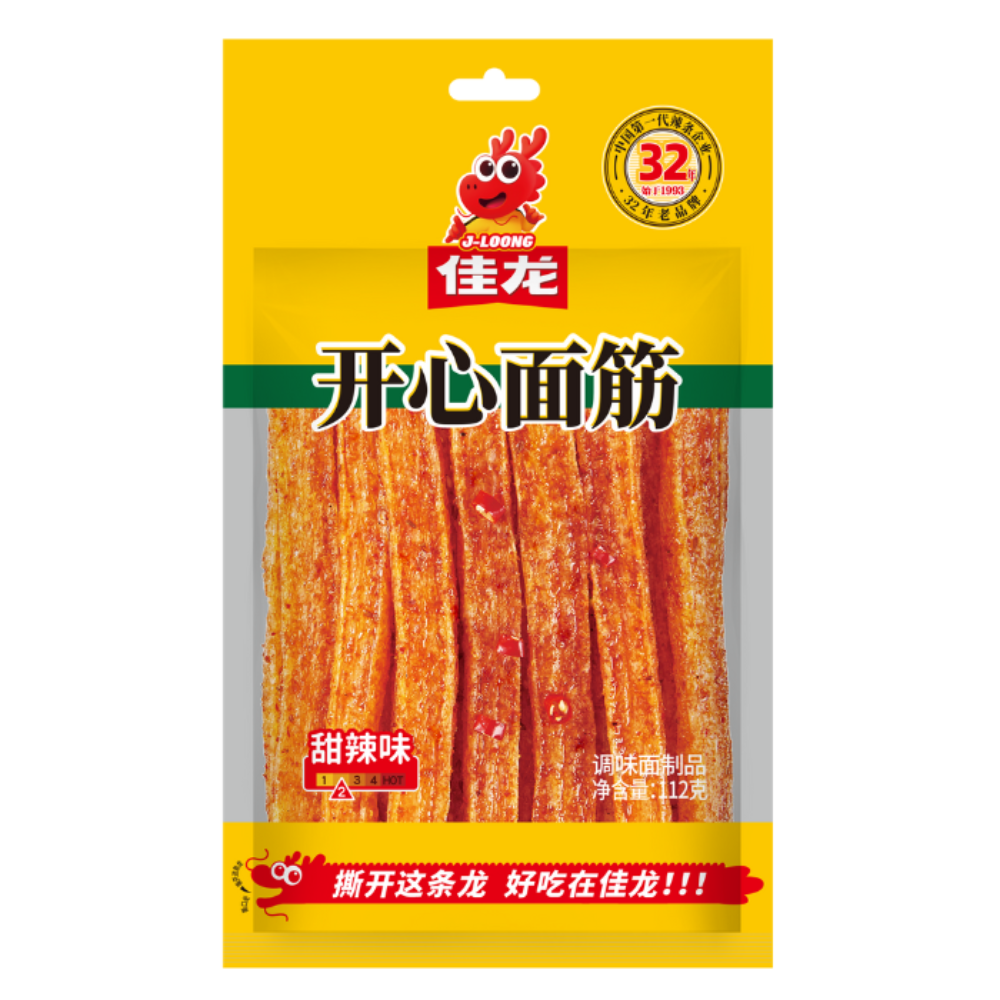 JIALONG Sweet and Spicy Gluten Snack (Latiao), 112g