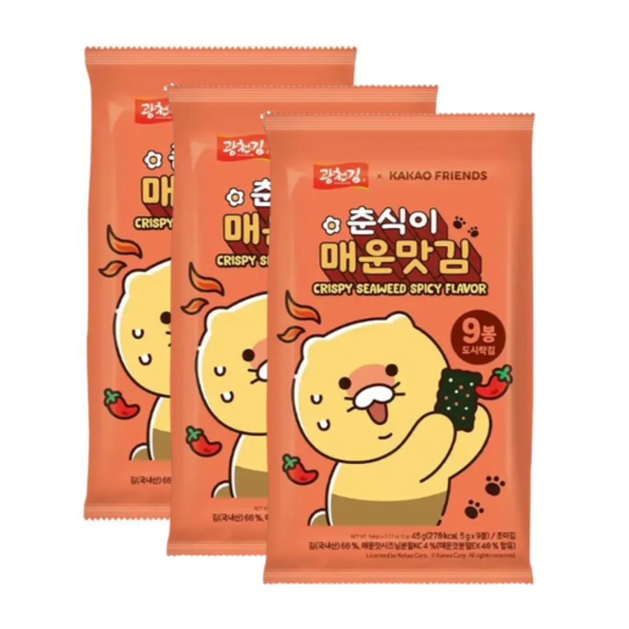 Kwangcheon Kakao Friends Korean-Style Seaweed Snack - Spicy, 5g×3