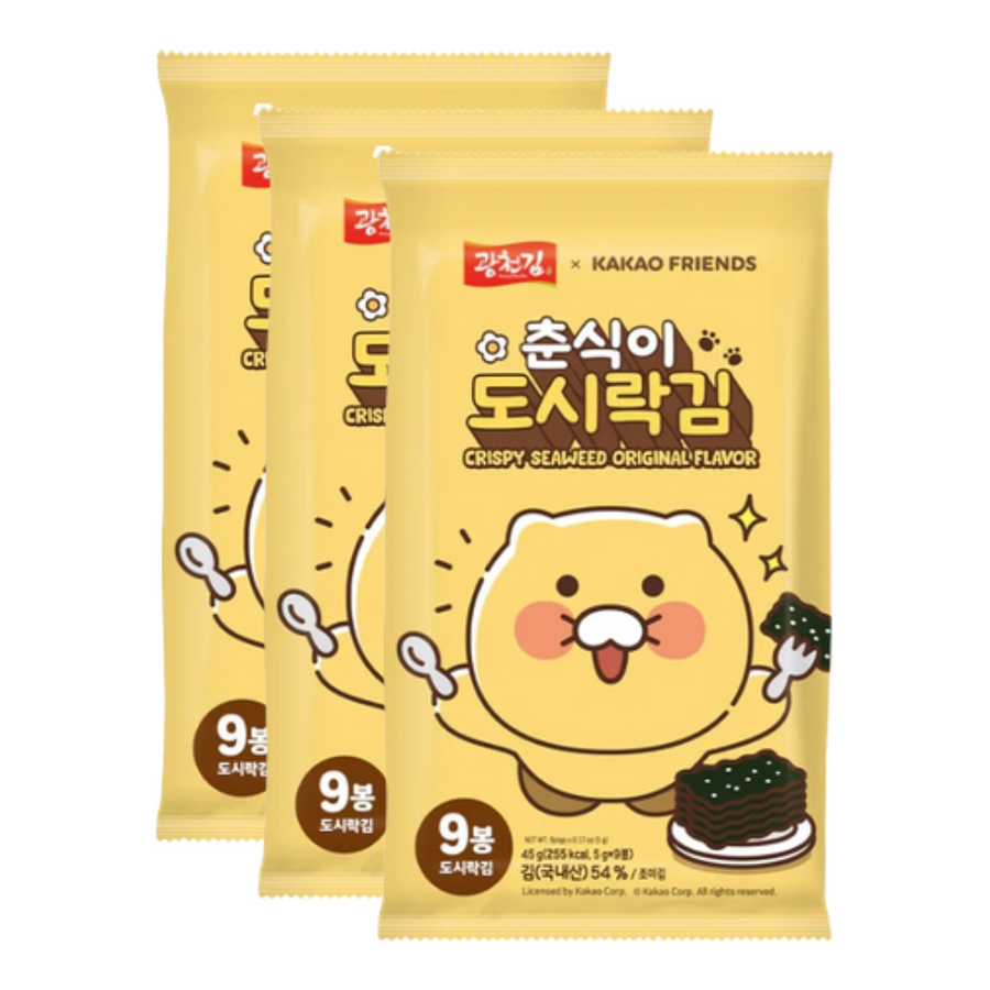 Kwangcheon Kakao Friends Korean-Style Seaweed Snack - Wasabi, 5g×3