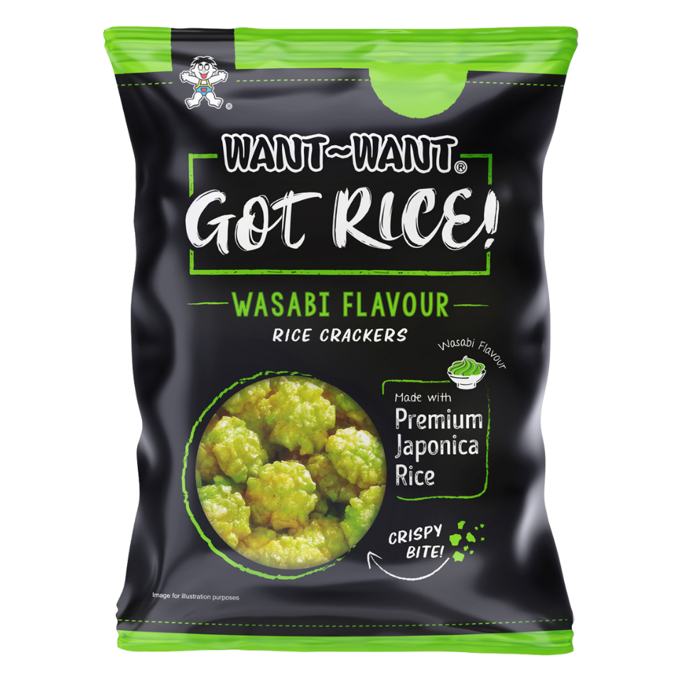Want Want ryžių traškučiai - Wasabi skonis, 85 g