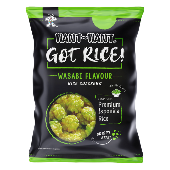 Want Want ryžių traškučiai - Wasabi skonis, 85 g