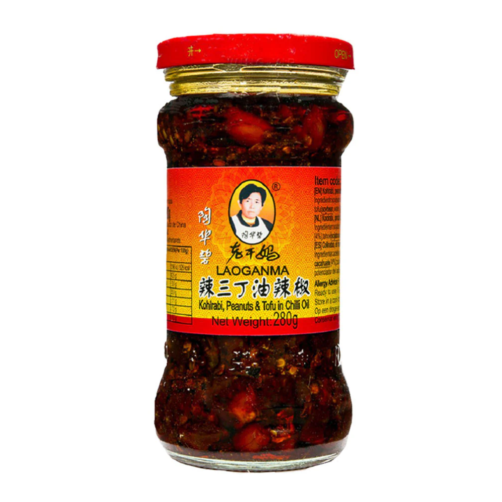 Lao Gan Ma Kohlrabi, Peanut & Tofu in Chilli Oil, 280g