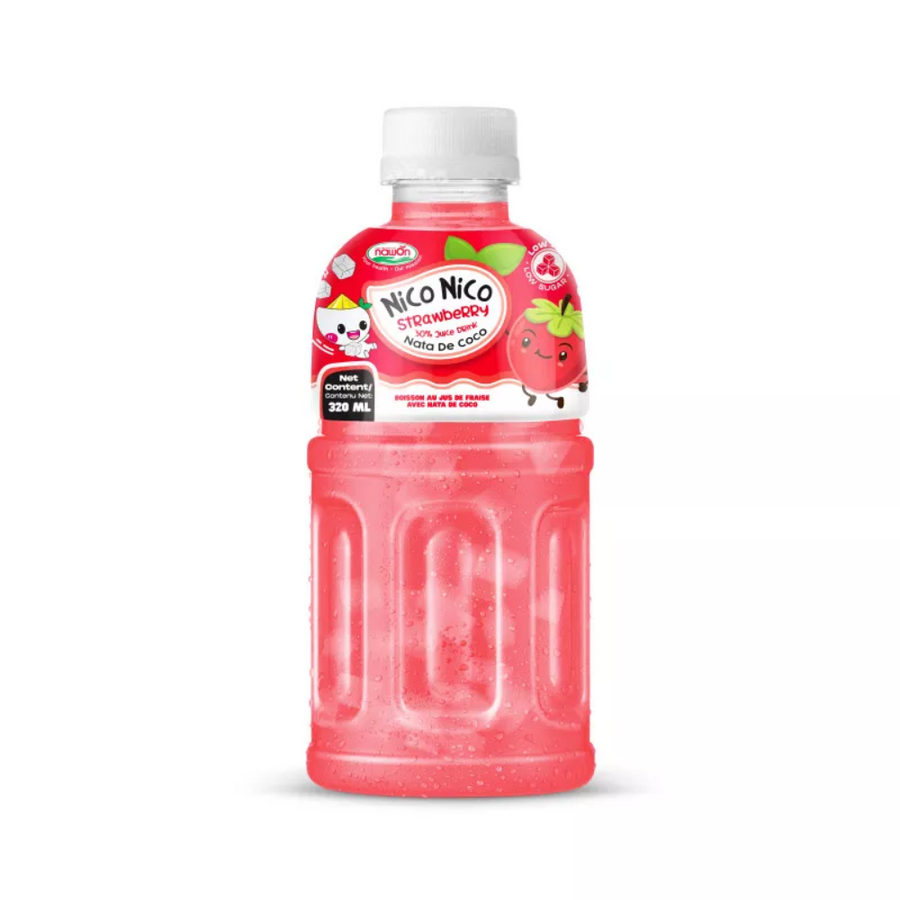 NICO NICO Nata De Coco Drink - Strawberry, 320ml