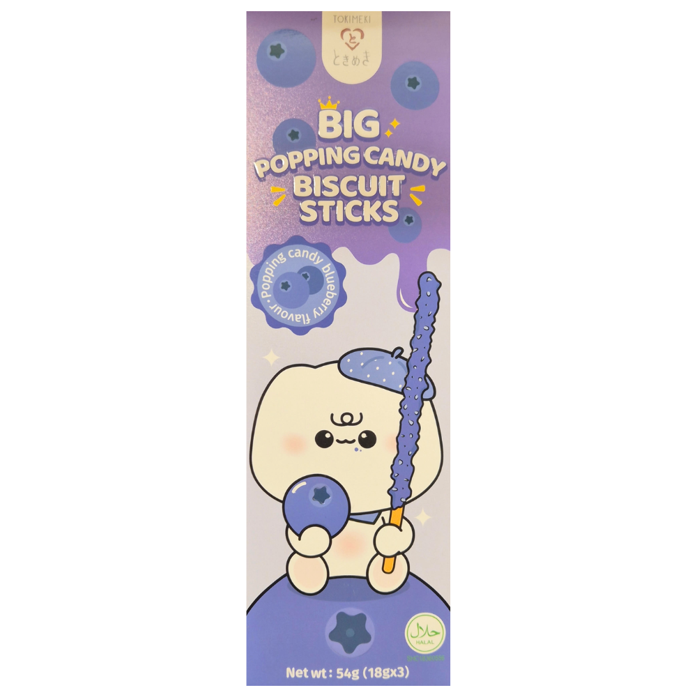 Tokimeki XL Biscuitstick Popping Candy - Blueberry Flavor, 54g
