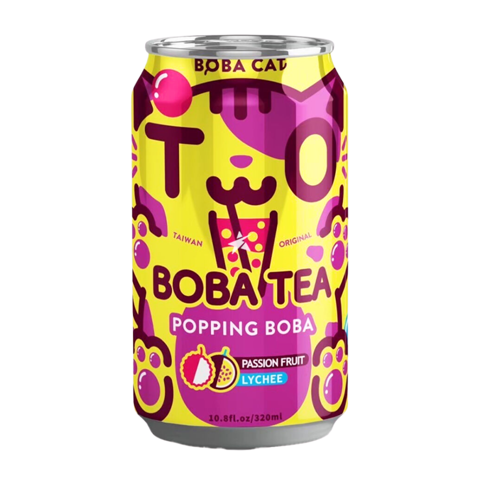 BobaCat Boba Tea - Passion fruit and Lychee, 315ml