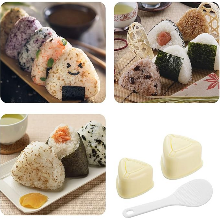 Kolmnurkne Onigiri Vorm - 1 Suur, 1 Väike ja 1 Riisilusikas