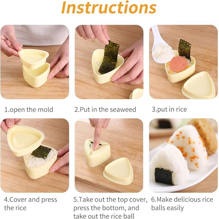 Kolmnurkne Onigiri Vorm - 1 Suur, 1 Väike ja 1 Riisilusikas