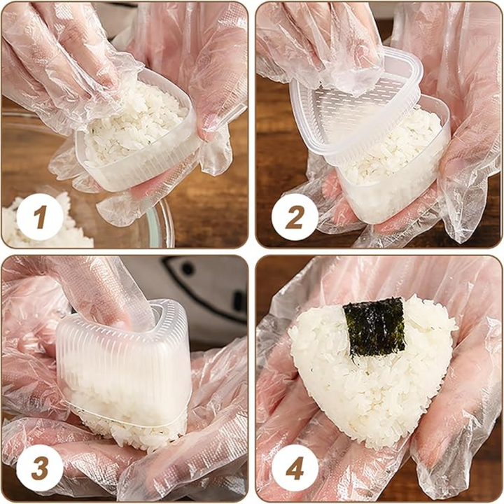 Kolmnurkne Onigiri Vorm - 3 Suurt, 3 Väikest ja 1 Riisilusikas