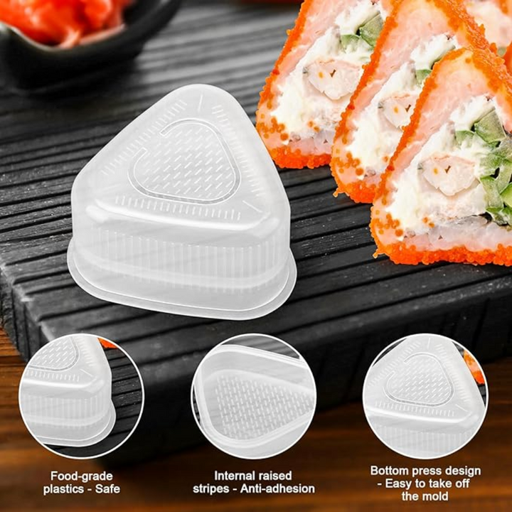 Kolmnurkne Onigiri Vorm - 3 Suurt, 3 Väikest ja 1 Riisilusikas