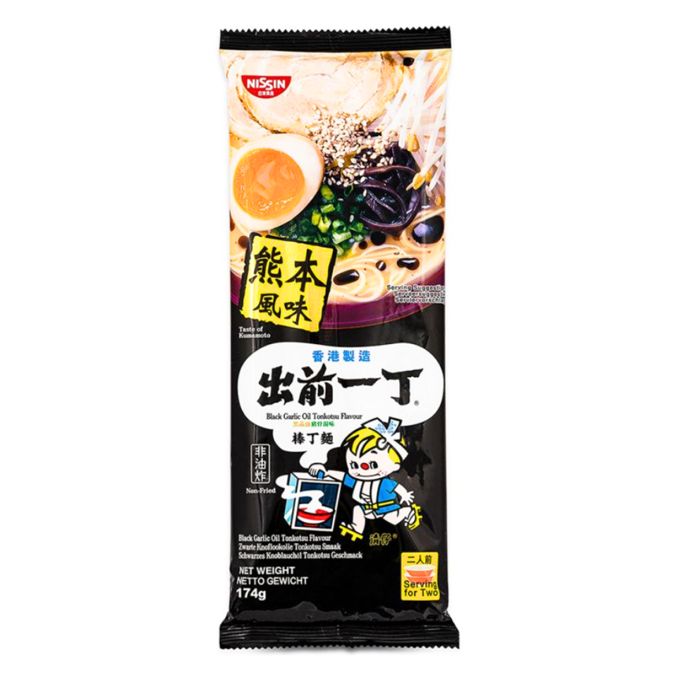 Nissin Demae Itcho Noodle - Kumamoto melno ķiploku eļļa, Tonkotsu garša, 174g