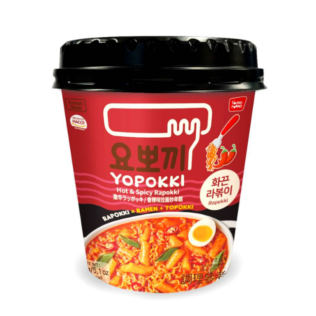 Yopokki Rice Cake & Ramen Cup (Rappokki) - Hot Spicy, 145g